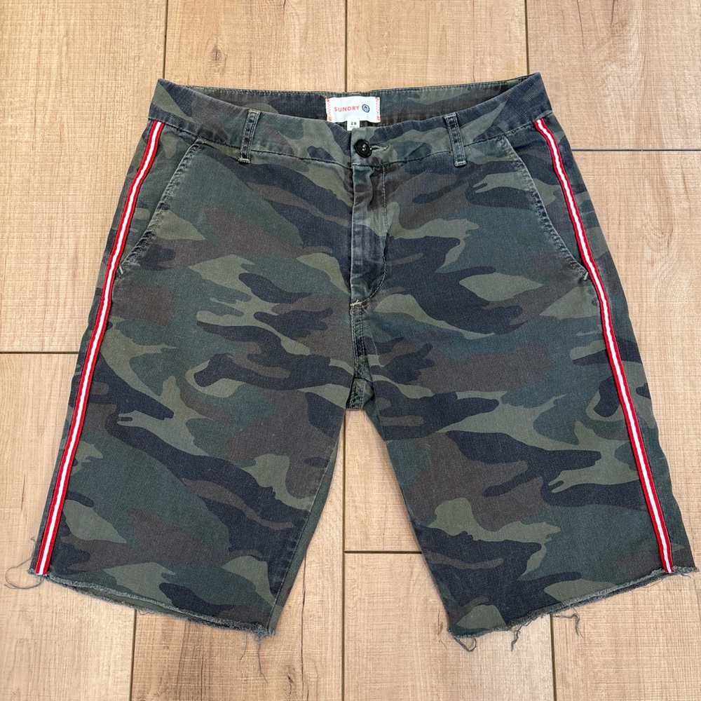 Sundry Camo Shorts with Red Accents